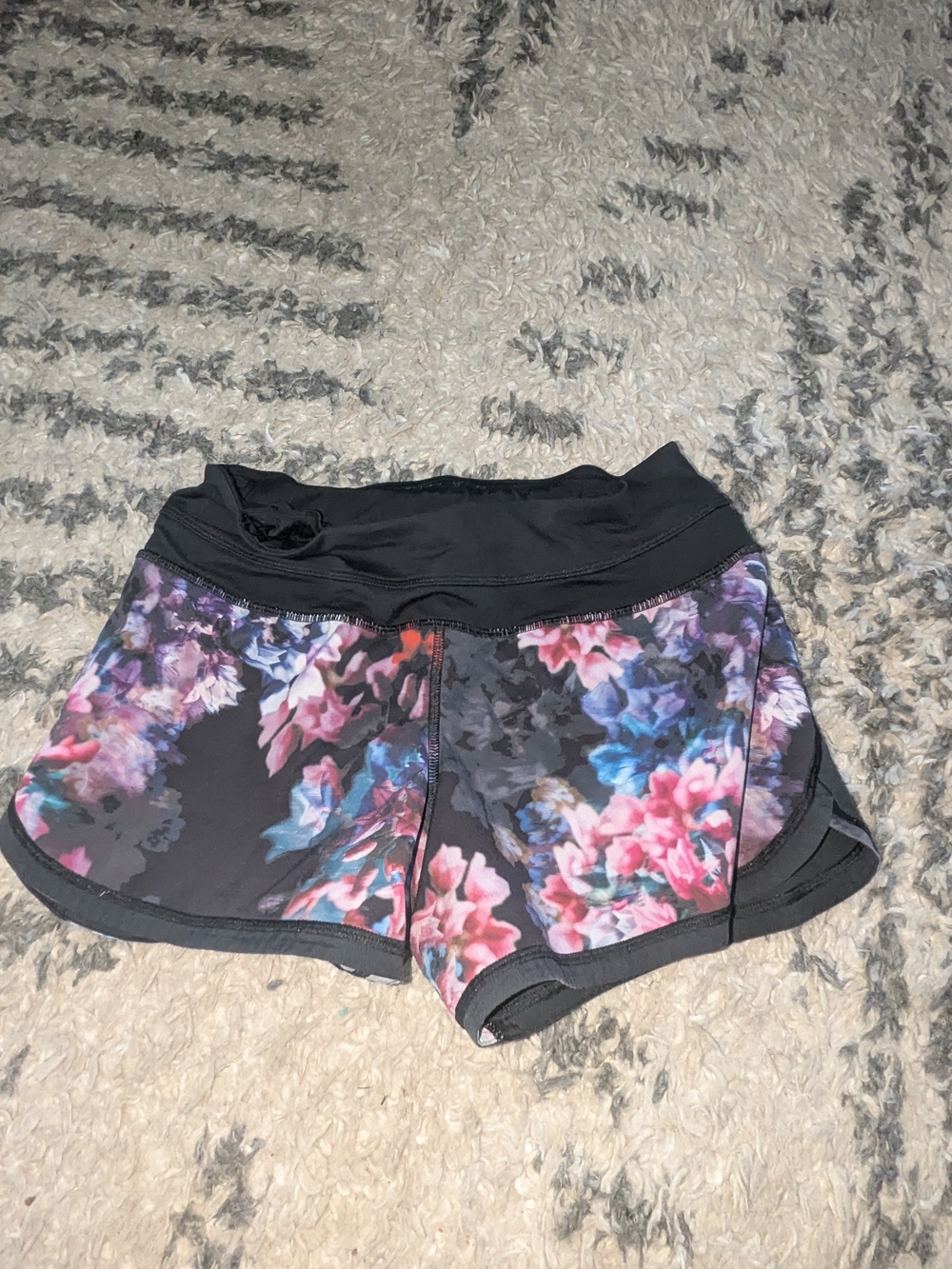 lululemon athletica Black Floral Print Athletic Shorts